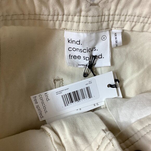 Unsubscribed High Waisted Cuffed Desert Pleat Front Short In Natural NWT 4 - Picture 3 of 6